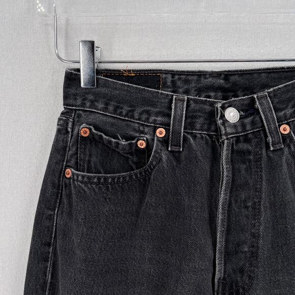 LEVIS Vintage 501 Jeans Womens 28 x 32 Black High Rise Button Fly 1990s Y2K - Picture 8 of 15